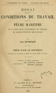 Tapa de Essai sur les conditions du travail dans la pêche maritime et la situation économique et sociale du marin pêcheur boulonnais
