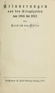 Tapa de Erinnerungen aus den Kriegszeiten von 1806-1813