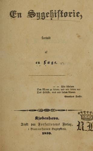 Tapa de En Sygehistorie