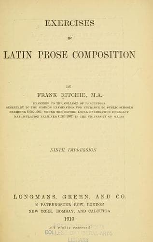 Tapa de Exercises in Latin prose composition