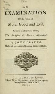Tapa de Examination of the notion of moral good and evil advanced in a late book entitled The religion of nature delineated