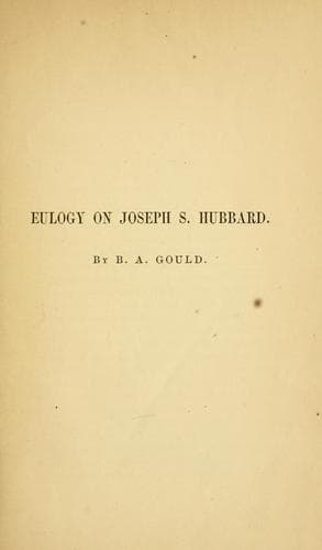 Tapa de Eulogy on Joseph S. Hubbard.