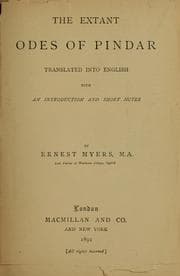 Tapa de The extant odes of Pindar