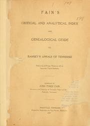 Tapa de Fain's critical and analytical index and genealogical guide to Ramsey's Annals of Tennessee