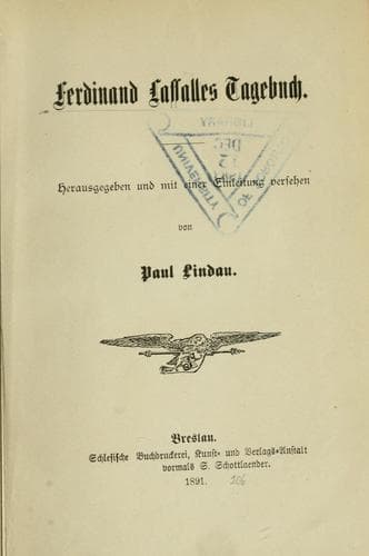 Tapa de Ferdinand Lassalles Tagebuch