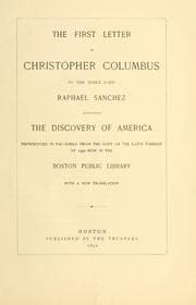 Tapa de The first letter of Christopher Columbus to the noble lord Raphael Sanchez announcing the discovery of America