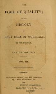 Tapa de The fool of quality; or, The history of Henry Earl of Moreland