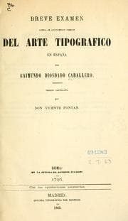 Tapa de Breve examen acerca de los primeros tiempos del arte tipografico en España