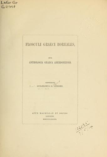 Tapa de Flosculi graeci boreales