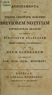 Tapa de Brevior notitia litteraturae graecae in primis scriptorum graecorum ordini tempor is adcommodata