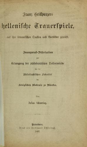 Tapa de Franz Grillparzers hellenische Trauerspiele