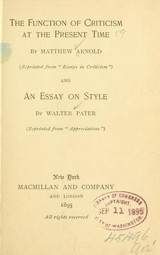 Tapa de The function of criticism at the present time