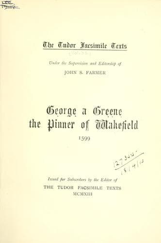 Tapa de George a Greene the pinner of Wakefield. 1599
