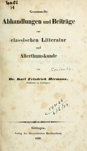 Tapa de Gesammelte Abhandlungen und Beiträge zur classischen Litteratur und Alterthumskunde