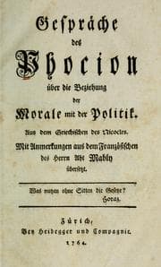 Tapa de Gespräche des Phocion über die Beziehung der Morale mit der Politik