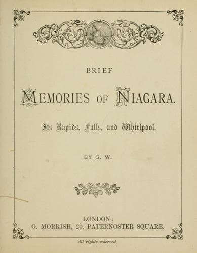 Tapa de Brief memories of Niagara
