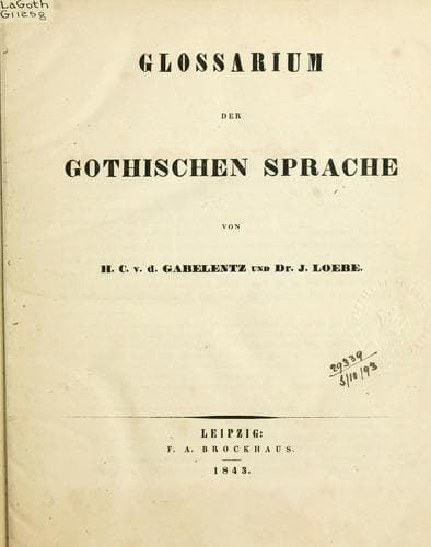 Tapa de Glossarium der gothischen Sprache
