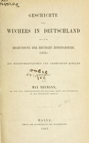 Tapa de Geschichte des Wuchers in Deutschland bis zur Begründung der heutigen Zinsengesetze (1654)