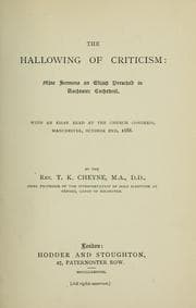 Tapa de The hallowing of criticism