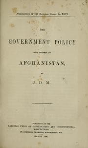 Tapa de The government policy with respect to Afghanistan
