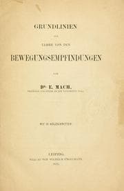 Tapa de Grundlinien der Lehre von den Bewegungsempfindungen