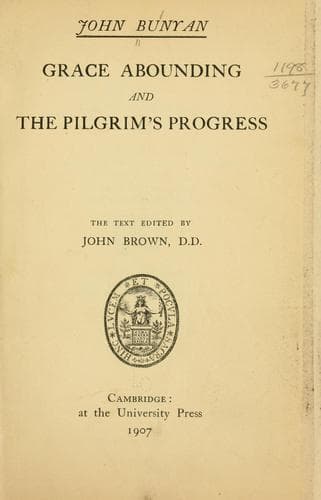 Tapa de Grace abounding and The pilgrims's progress