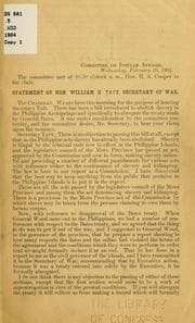 Tapa de [Hearing] Statement[s] of Hon. William H. Taft [on affairs of the Philippine Islands