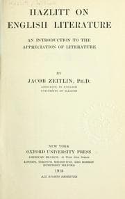 Tapa de Hazlitt on English literature