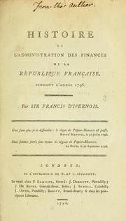 Tapa de Histoire de l'administration des finances de la République Française, pendant l'année 1796