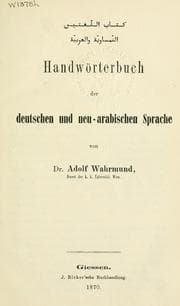 Tapa de Handwörterbuch der deutschen und neu-arabischen Sprache