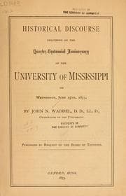 Tapa de Historical discourse delivered on the quarter-centennial anniversary of the University of Mississippi