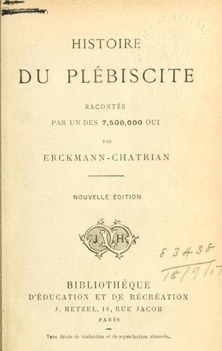 Tapa de Histoire du plébiscite