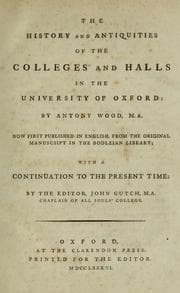 Tapa de The history and antiquities of the colleges and halls in the University of Oxford