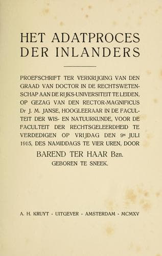 Tapa de Het adatproces der inlanders