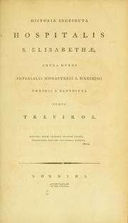 Tapa de Historia succincta hospitalis S. Elisabethæ