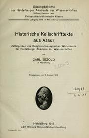 Tapa de Historische Keilschrifttexte aus Assur