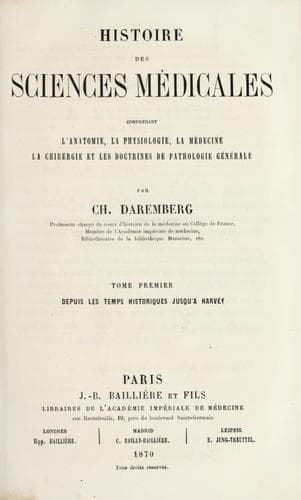 Tapa de Histoire des sciences médicales