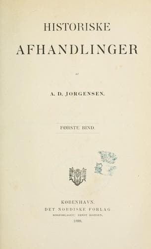 Tapa de Historiske afhandlinger af A.D. Jorgensen.