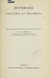 Tapa de Hyperidis orationes et fragmenta