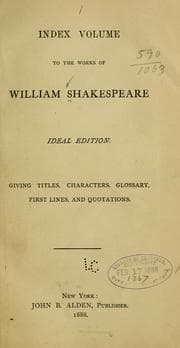 Tapa de Index volume to the works of William Shakespeare