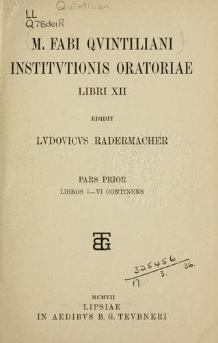 Tapa de Institvtionis oratoriae libri XII