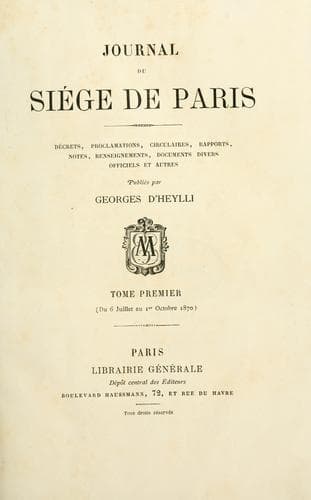 Tapa de Journal du si©Øege de Paris
