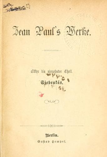 Tapa de Jean Pauls Werke