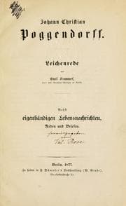 Tapa de Johann Christian Poggendorff, Leichenrede