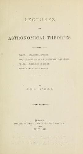 Tapa de Lectures on astronomical theories