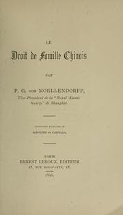 Tapa de Le droit de famille chinois