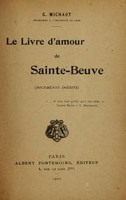 Tapa de Le livre d'amour de Sainte-Beuve