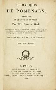 Tapa de Le marquis de Pomenars, comédie en un acte et en prose