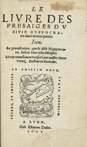 Tapa de Le livre des presaiges dv divin Hyppocrates, diuisé en troys parties