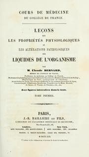 Tapa de Leçons sur les propriétés physiologiques et les altérations pathologiques des liquides de l'organisme